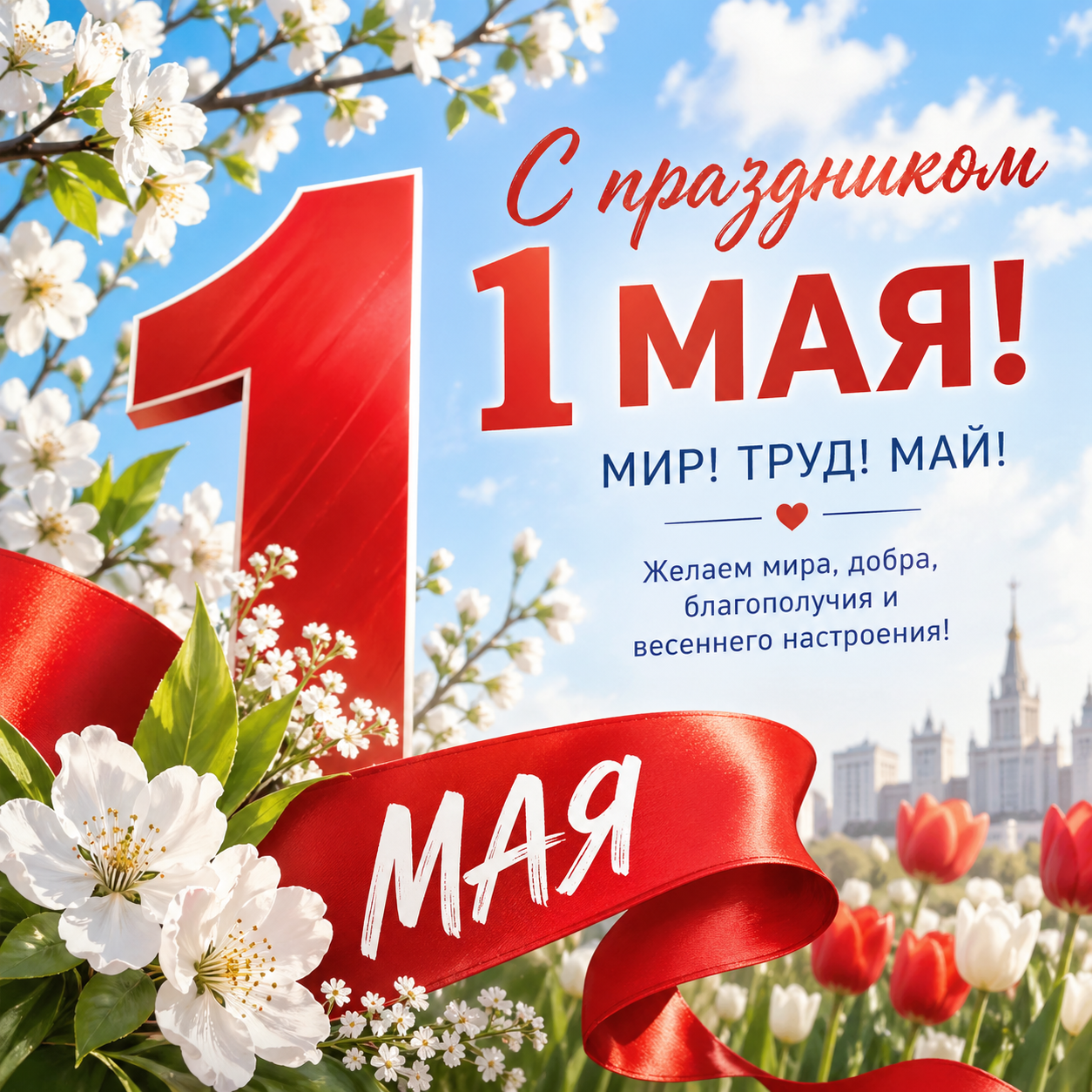 Сердечно поздравляем с Праздником весны и труда 1 мая и 81-й годовщиной Великой Победы!  